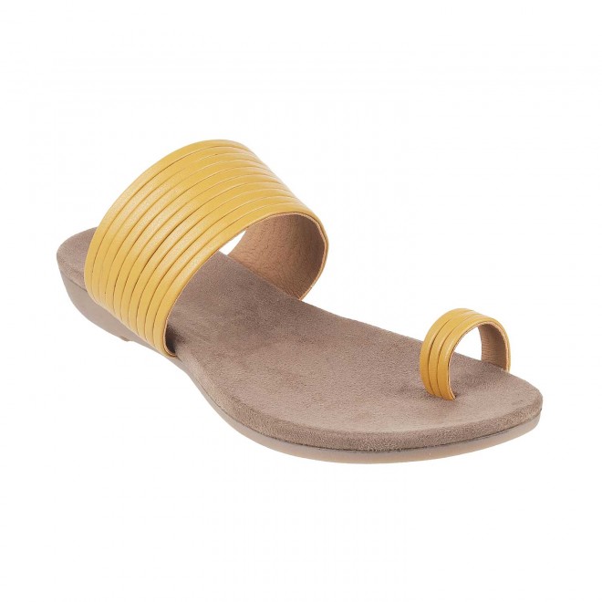 Mochi Women Yellow Casual Slip Ons (SKU: 32-1359-33-38)