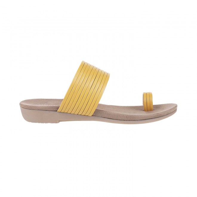 Mochi Women Yellow Casual Slip Ons (SKU: 32-1359-33-38)