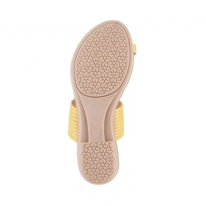 Mochi Women Yellow Casual Slip Ons (SKU: 32-1359-33-38)