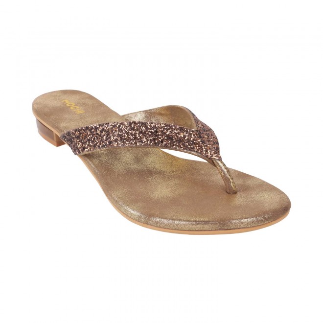 Mochi Women Antique-Gold Casual Slippers (SKU: 32-1369-28-36)