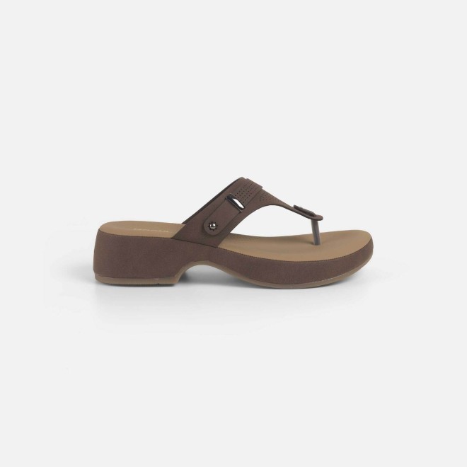 Mochi Women Brown Casual Slippers (SKU: 32-1372-12-36)
