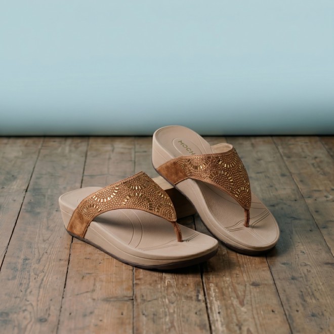 Mochi Women Antic-gold Casual Slippers