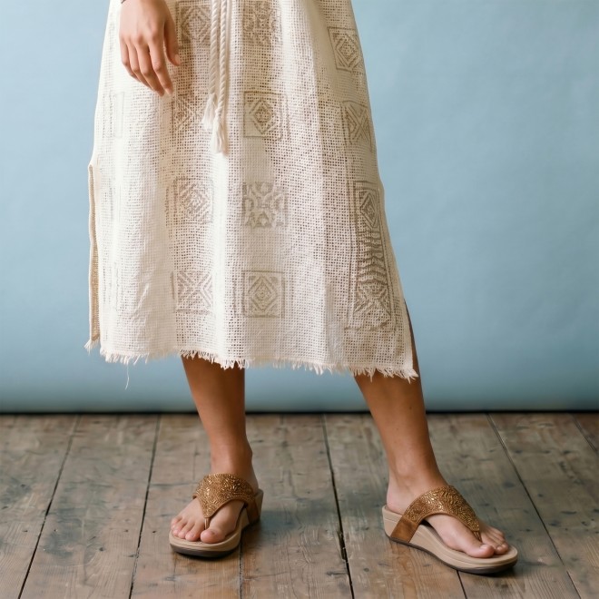 Mochi Women Antic-gold Casual Slippers (SKU: 32-1380-28-36)