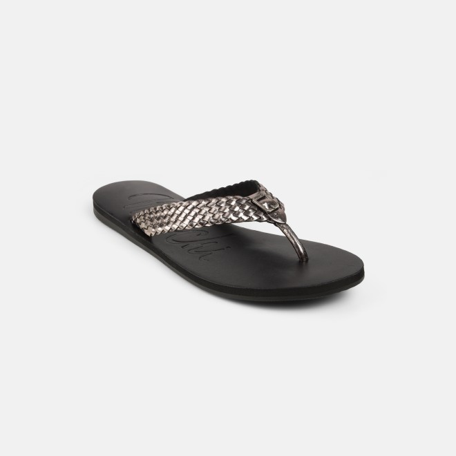 Mochi Women Gun-metal Casual Slippers (SKU: 32-1414-29-36)