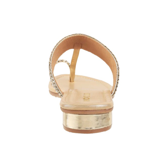 Mochi Women Gold Ethnic Slip Ons (SKU: 32-1422-15-36)