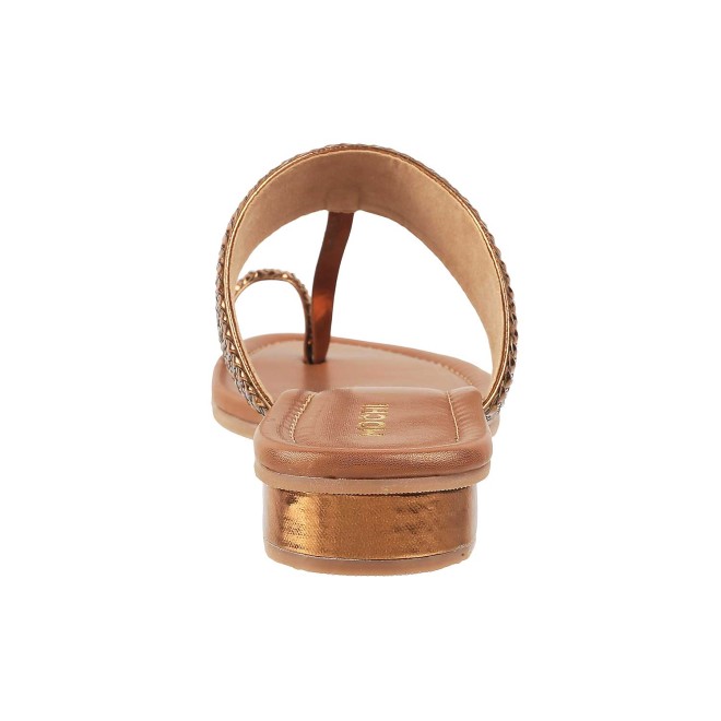 Mochi Women Antique-Gold Ethnic Slip Ons (SKU: 32-1422-28-36)
