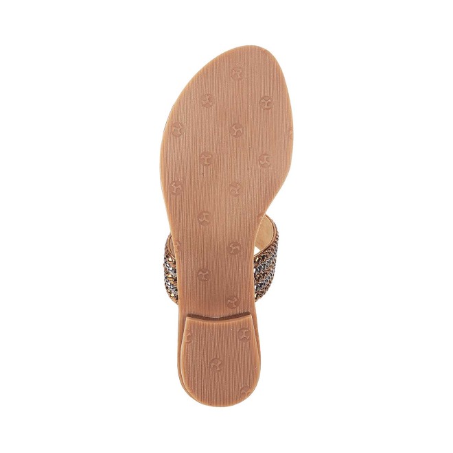 Mochi Women Antique-Gold Ethnic Slip Ons (SKU: 32-1422-28-36)