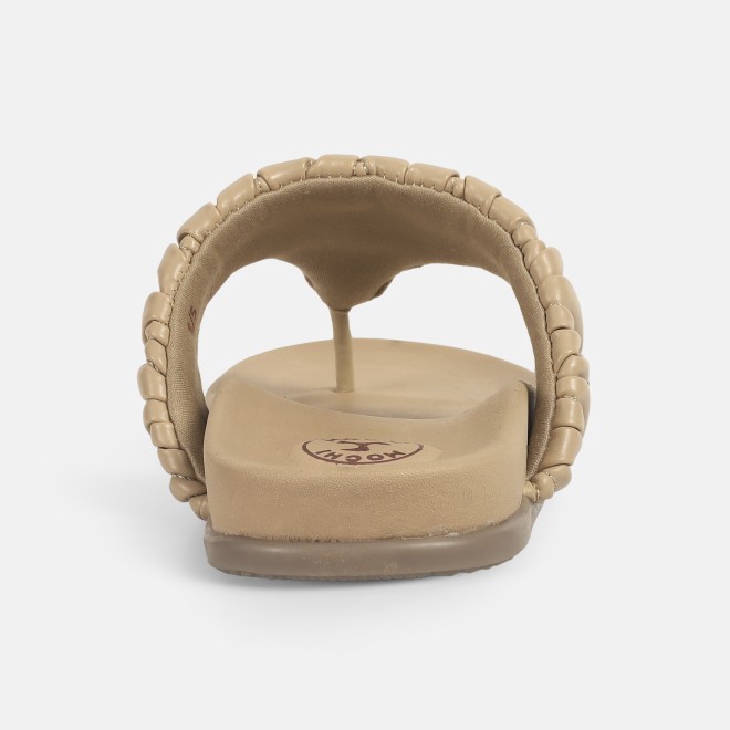 Mochi Women Beige Casual Slippers (SKU: 32-1428-20-36)