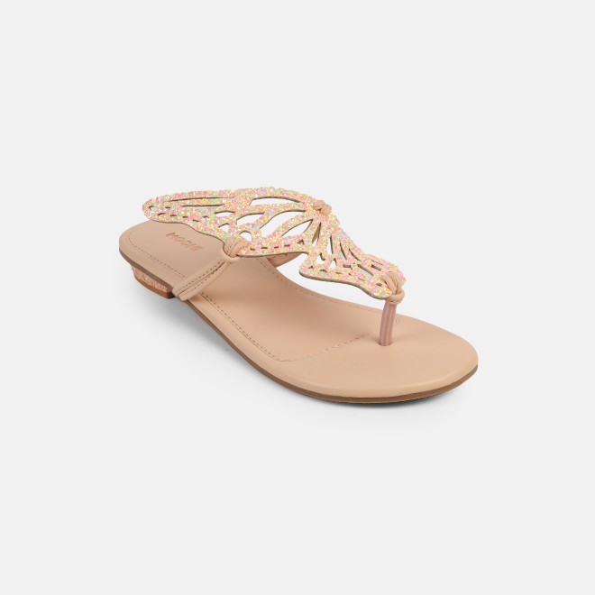 Mochi Women Peach Ethnic Slippers