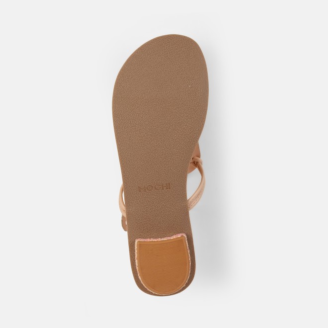 Mochi Women Peach Ethnic Slippers (SKU: 32-1465-80-39)
