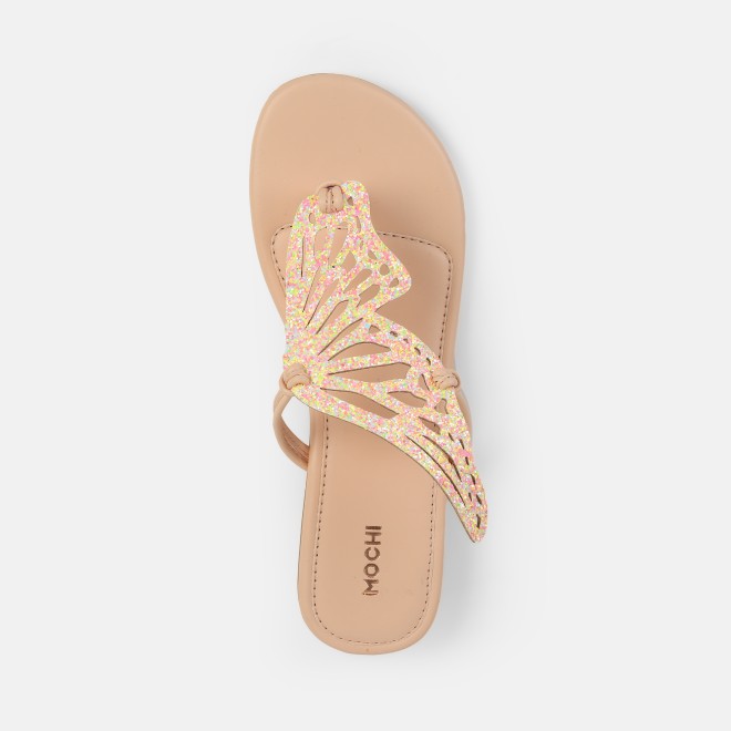 Mochi Women Peach Ethnic Slippers (SKU: 32-1465-80-39)