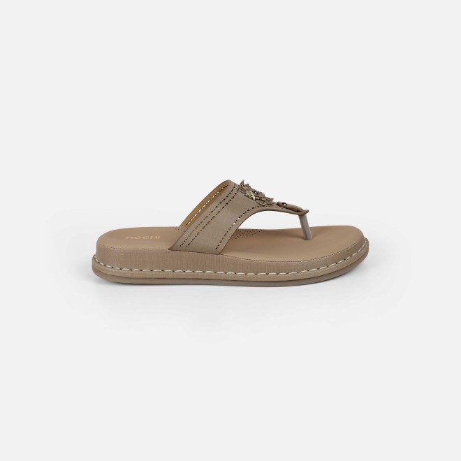 Mochi Women Beige Casual Slippers (SKU: 32-1467-20-36)