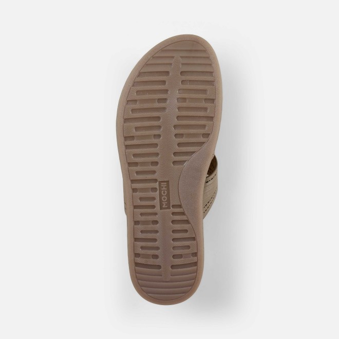 Mochi Women Beige Casual Slippers (SKU: 32-1467-20-36)