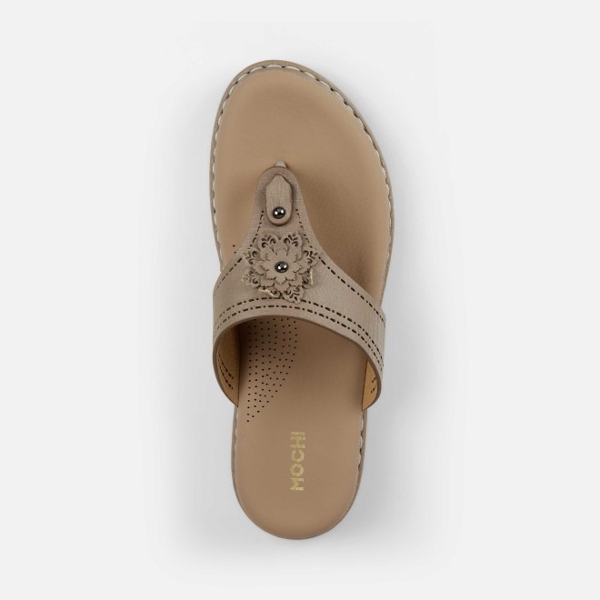 Mochi Women Beige Casual Slippers (SKU: 32-1467-20-36)