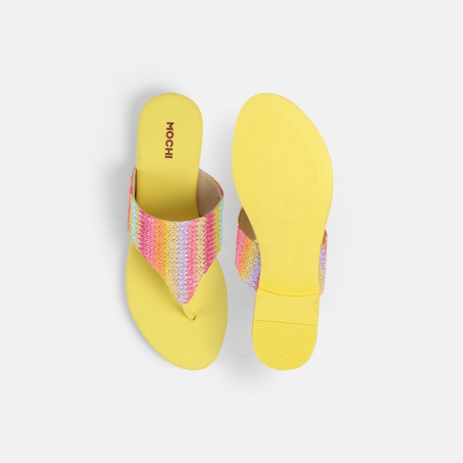 Mochi Women Yellow Casual Slippers (SKU: 32-1470-33-36)