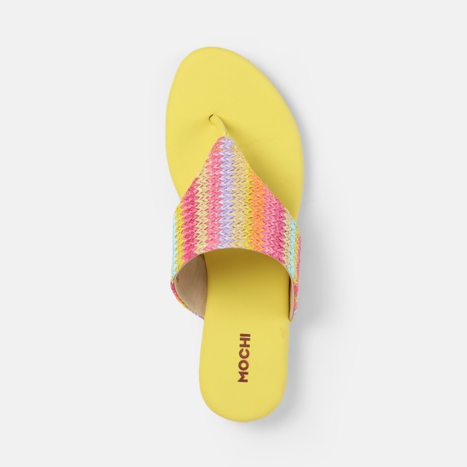 Mochi Women Yellow Casual Slippers (SKU: 32-1470-33-36)