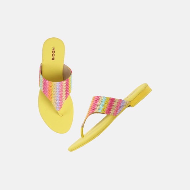 Mochi Women Yellow Casual Slippers (SKU: 32-1470-33-36)