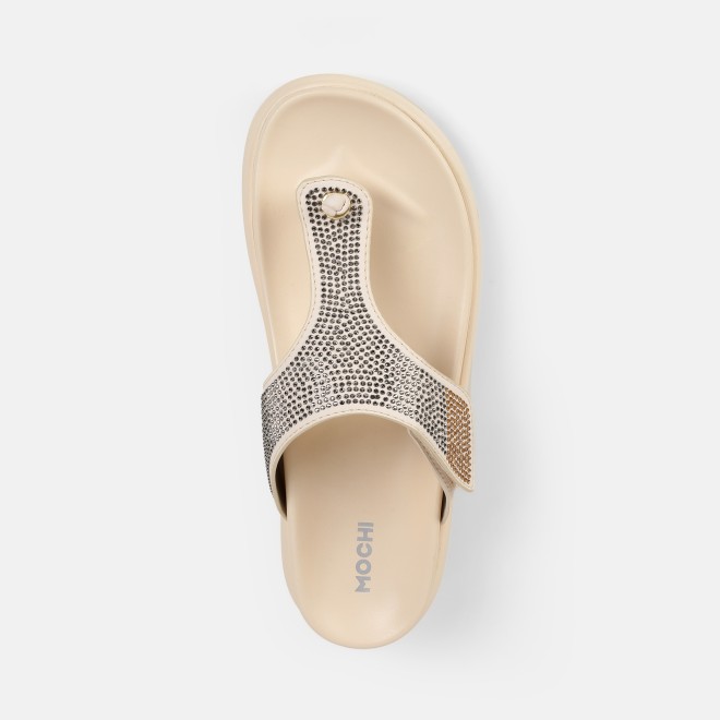 Mochi Women Beige Casual Slippers (SKU: 32-1473-20-36)