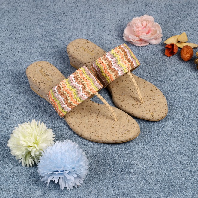 Mochi Women Beige-multi Casual Slip Ons