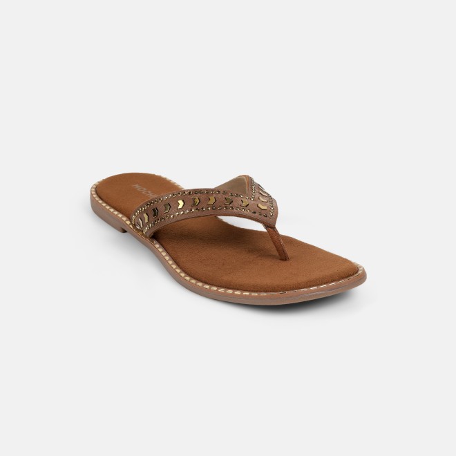 Mochi Women Tan Casual Slippers (SKU: 32-1485-23-36)