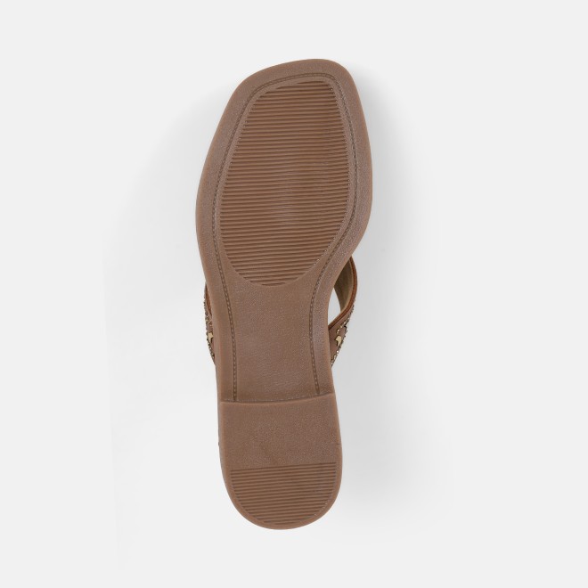 Mochi Women Tan Casual Slippers (SKU: 32-1485-23-36)