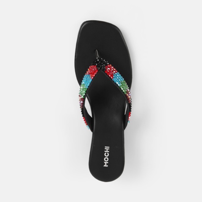 Mochi Women Black-multi Ethnic Slip Ons (SKU: 32-1486-53-36)