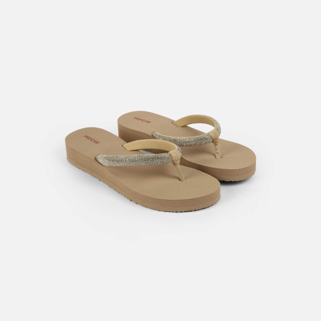 Mochi Women Beige Casual Slippers (SKU: 32-1487-20-36)