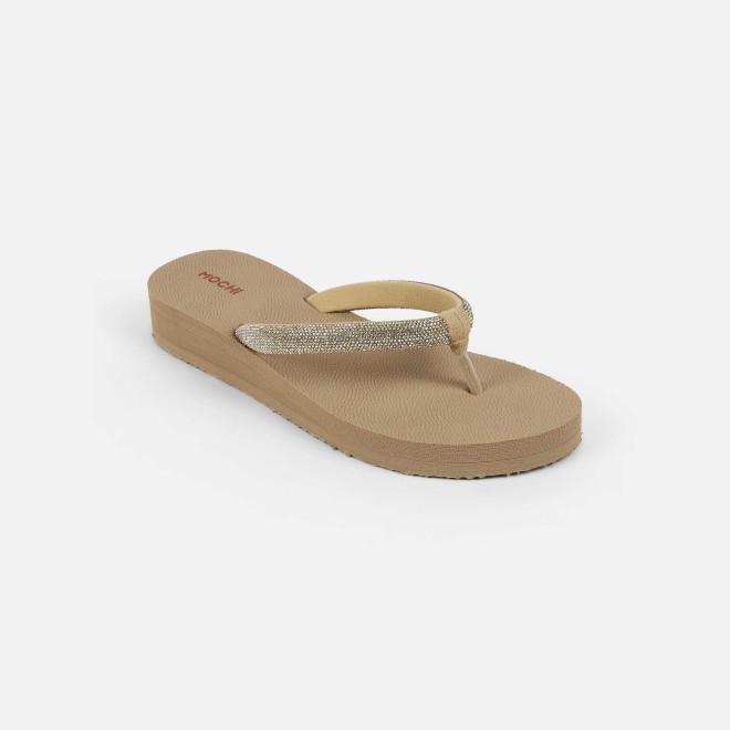 Mochi Women Beige Casual Slippers (SKU: 32-1487-20-36)