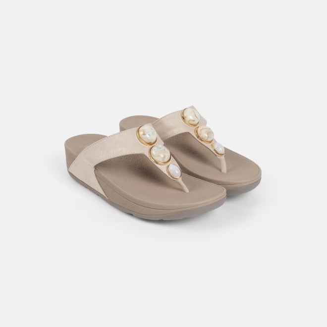 Mochi Women Beige Casual Slippers (SKU: 32-1502-20-36)
