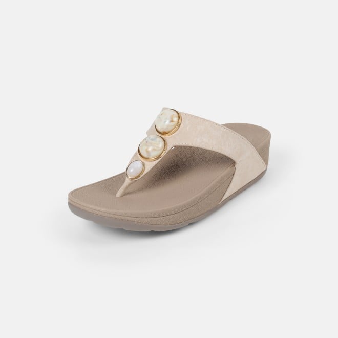 Mochi Women Beige Casual Slippers (SKU: 32-1502-20-36)