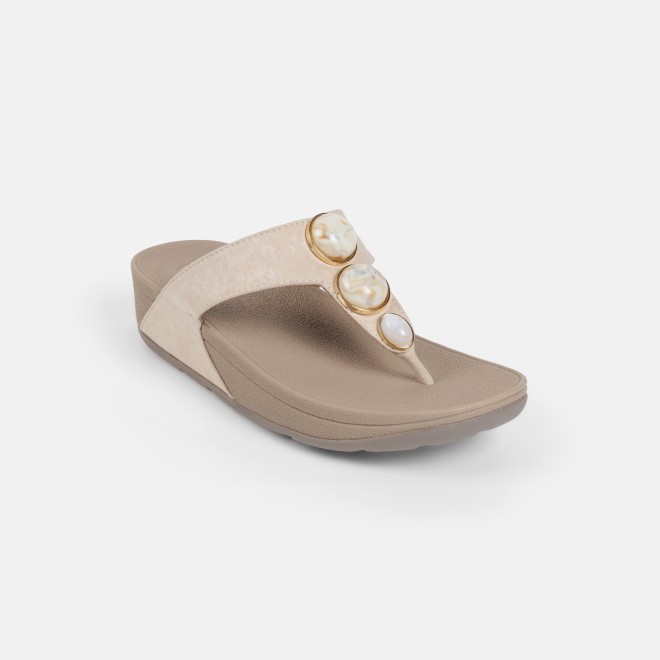Mochi Women Beige Casual Slippers (SKU: 32-1502-20-36)