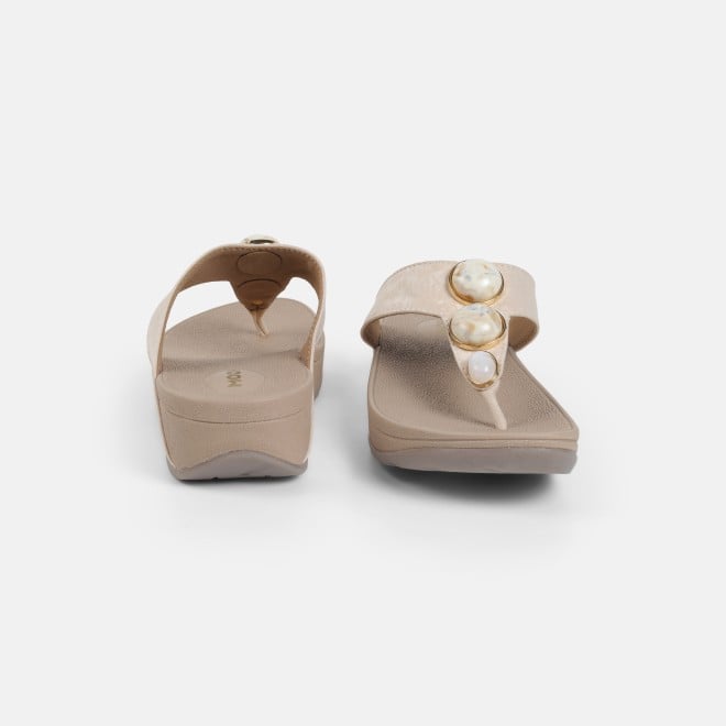 Mochi Women Beige Casual Slippers (SKU: 32-1502-20-36)