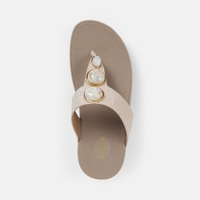 Mochi Women Beige Casual Slippers (SKU: 32-1502-20-36)