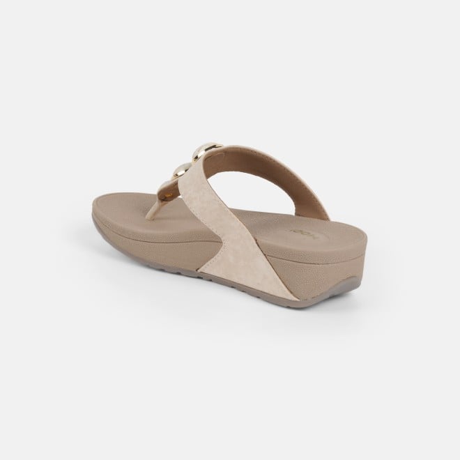 Mochi Women Beige Casual Slippers (SKU: 32-1502-20-36)