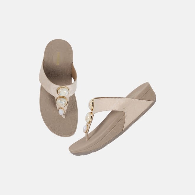 Mochi Women Beige Casual Slippers (SKU: 32-1502-20-36)