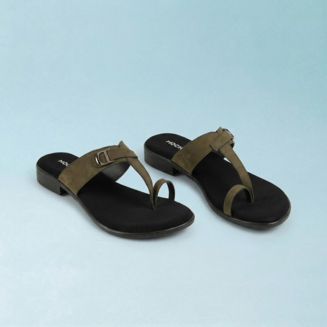 Mochi Women Olive Casual Slippers