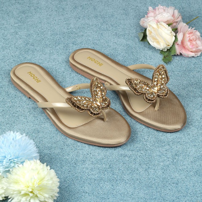 Women Antic-gold Casual Slippers