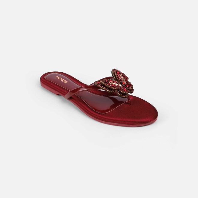 Mochi Women Maroon Casual Slippers (SKU: 32-1506-44-38)