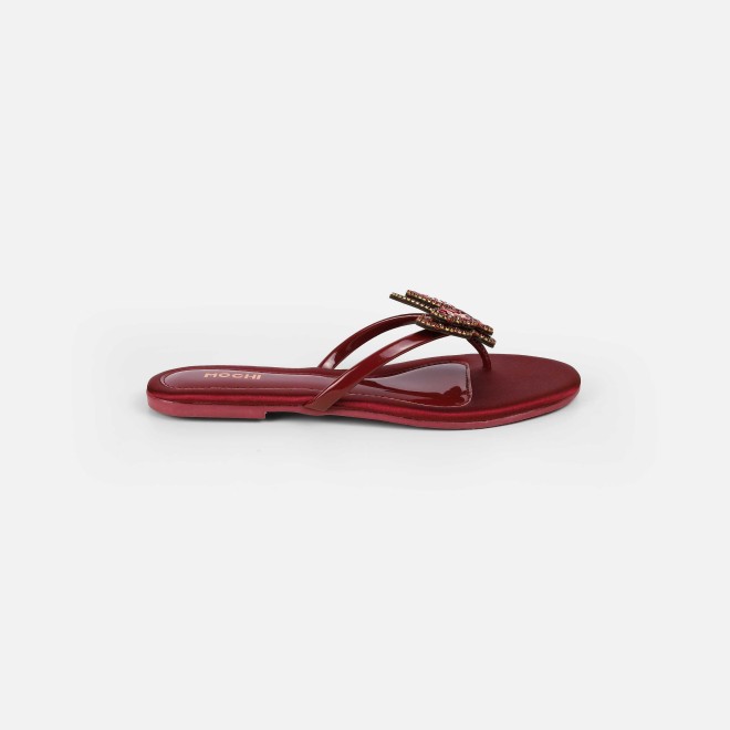 Mochi Women Maroon Casual Slippers (SKU: 32-1506-44-38)