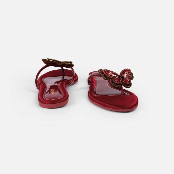 Mochi Women Maroon Casual Slippers (SKU: 32-1506-44-38)