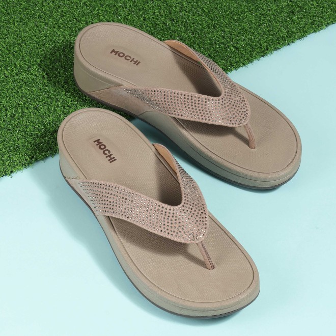 Women Beige Casual Slippers