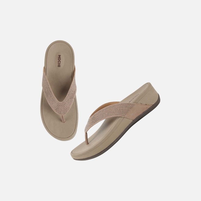 Mochi Women Beige Casual Slippers (SKU: 32-1507-20-36)