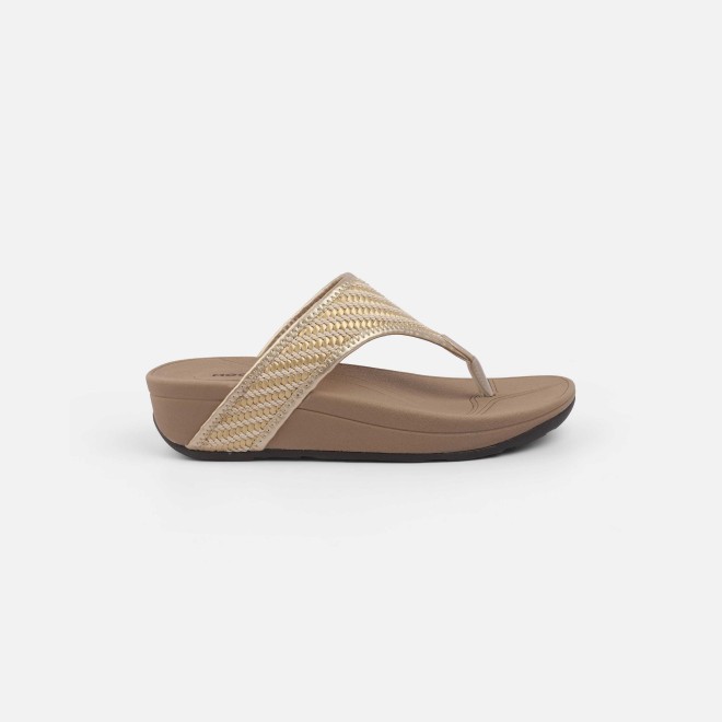 Mochi Women Gold Casual Slippers (SKU: 32-1510-15-36)