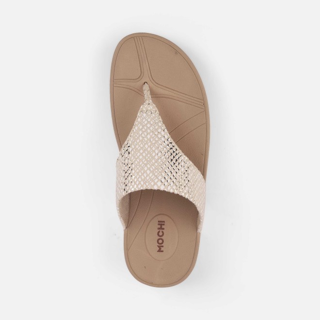Mochi Women Beige Casual Slippers (SKU: 32-1512-20-37)