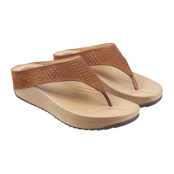 Mochi Women Tan Casual Slippers