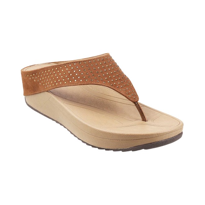 Mochi Women Tan Casual Slippers (SKU: 32-1555-23-36)