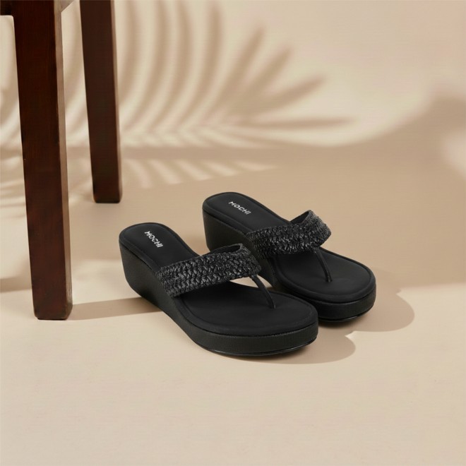 Mochi Women Black Casual Slip Ons