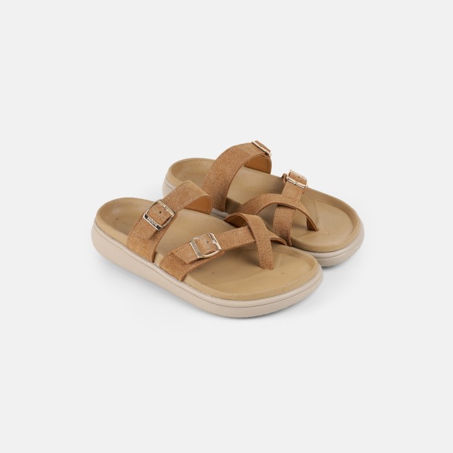 Mochi Women Tan Casual Slippers (SKU: 32-1572-23-36)
