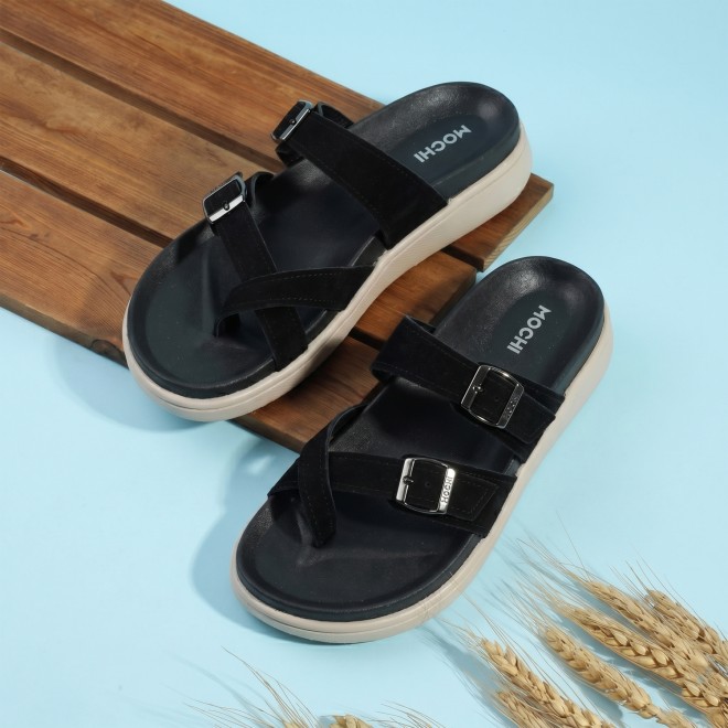 Mochi Women Black Casual Slippers