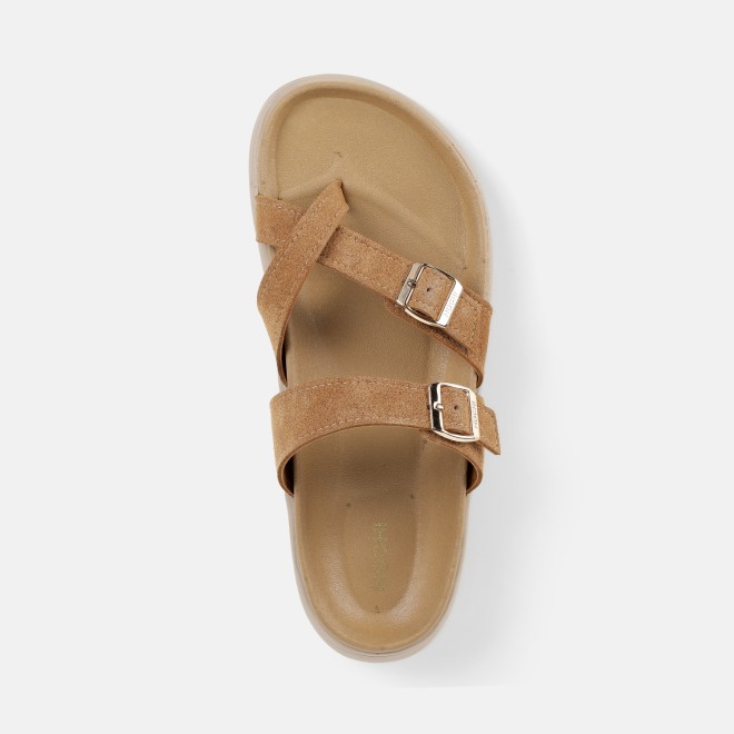 Mochi Women Tan Casual Slippers (SKU: 32-1572-23-36)